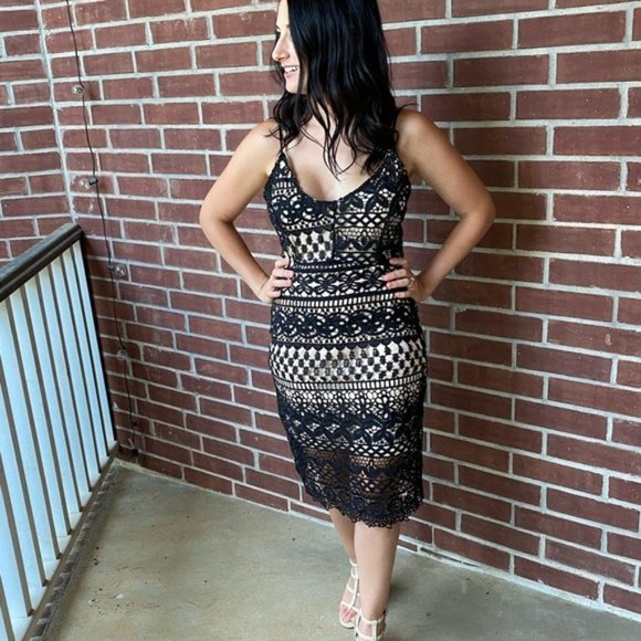 Black Lace Cocktail Dress - Picture 3 of 11